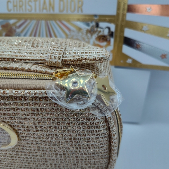 Christian Dior Platinum Beauty GWP Gold Tweed Cosmetic Vanity Pouch NIB - Picture 3 of 11